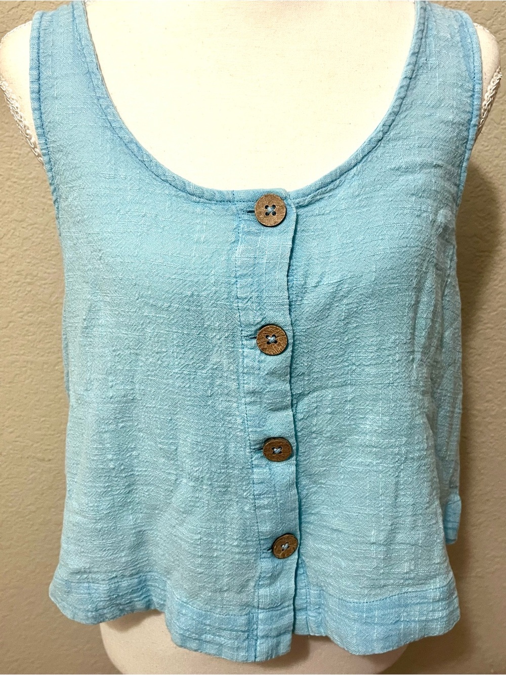 Rip Curl Light Blue Button-Front Tank Top